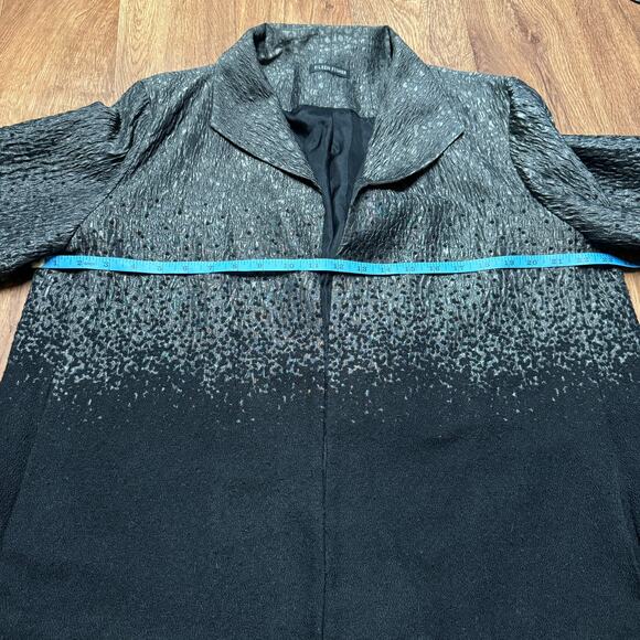 Eileen Fisher Womens Open Drape Blazer Jacket Size Large Black Gray Metallic - Picture 9 of 10
